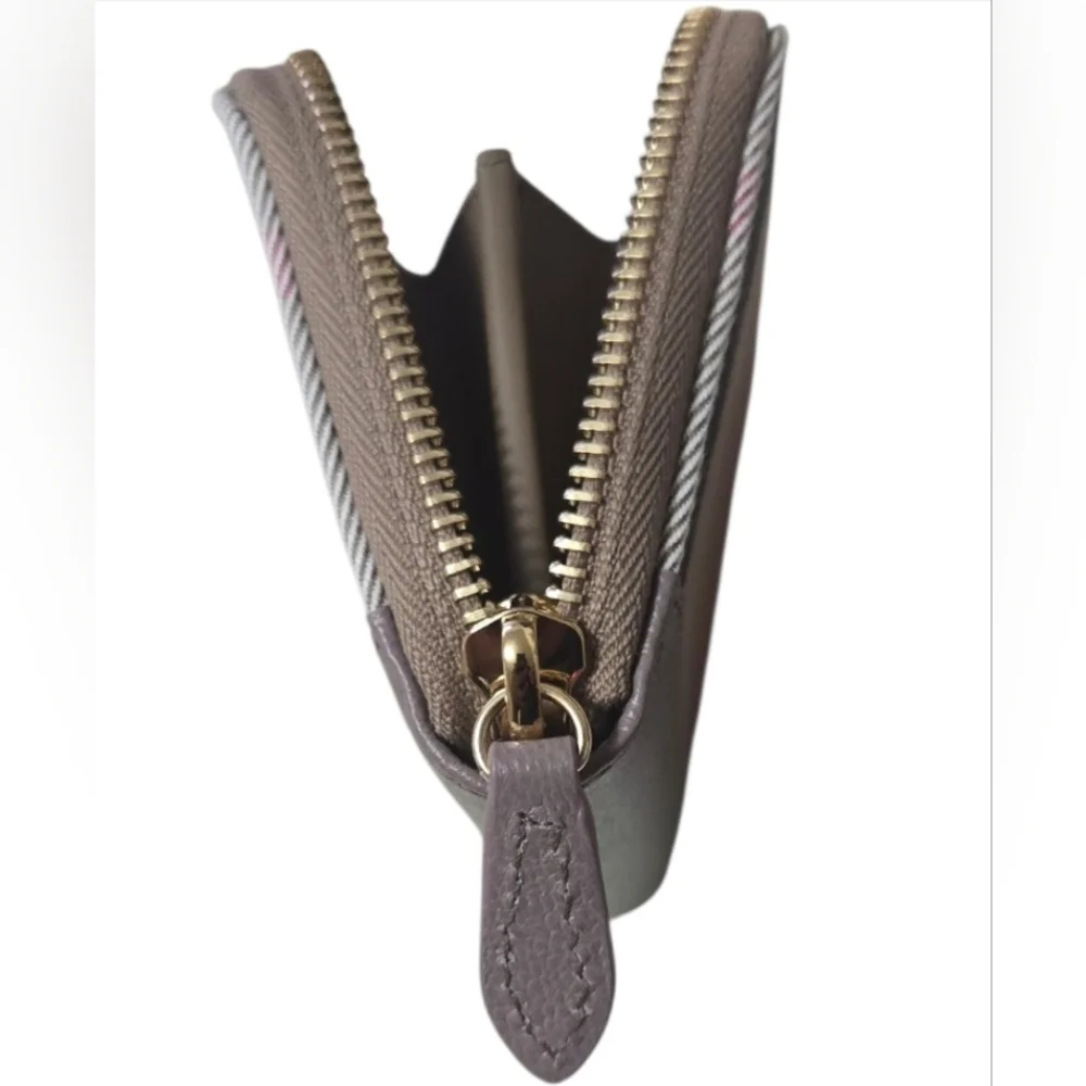 NWT $480 Burberry Small Zip Wallet in Vintage Check and Taupe Leather - Picture 6 of 12